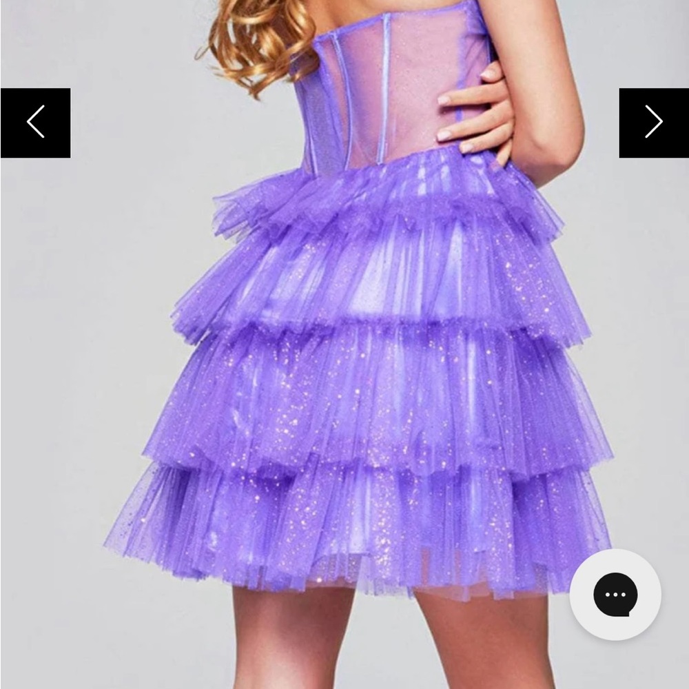 Purple Strapless Tulle Dress - Picture 2 of 4